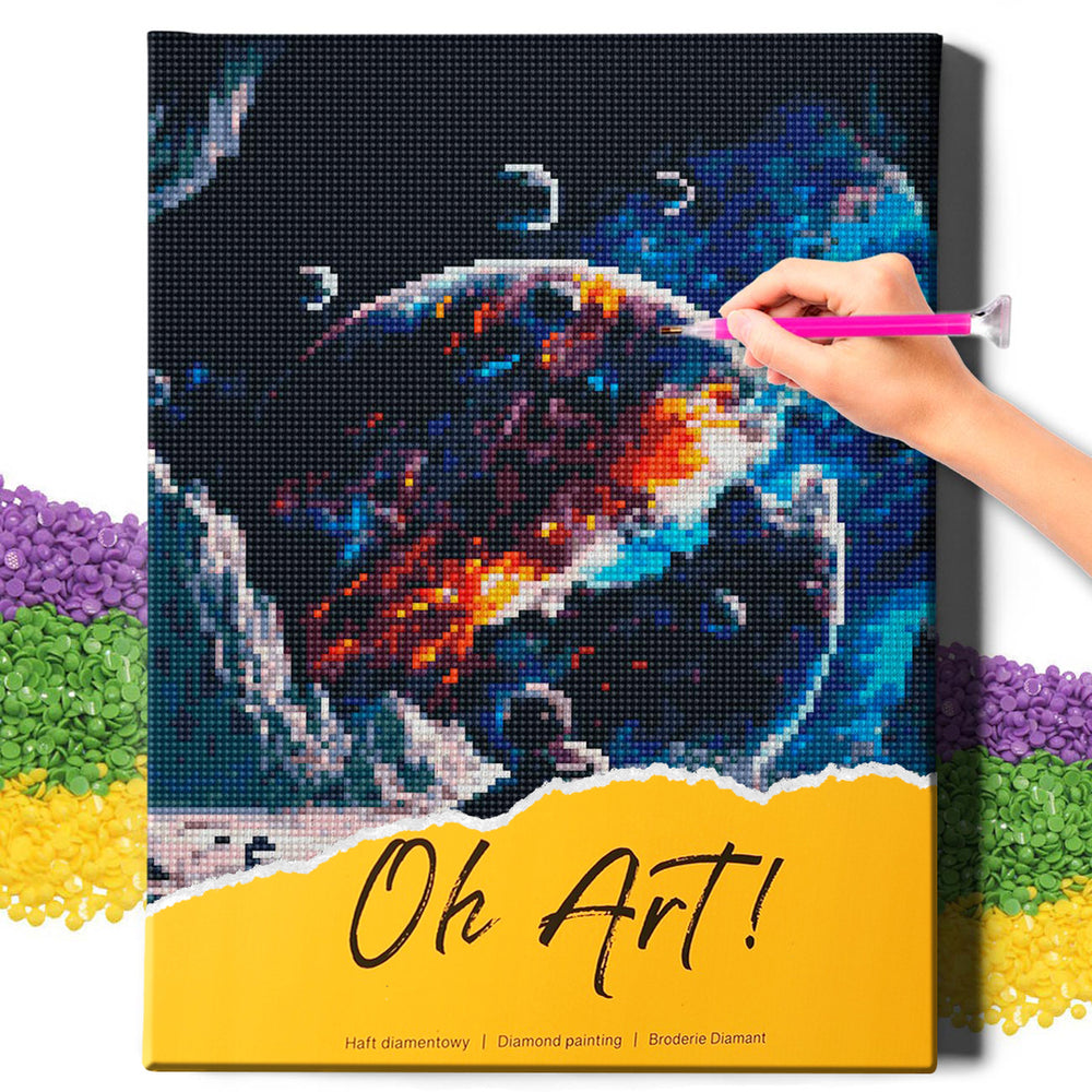 5D Diamond Painting Set 30x40 with frame - astronaut on the moon