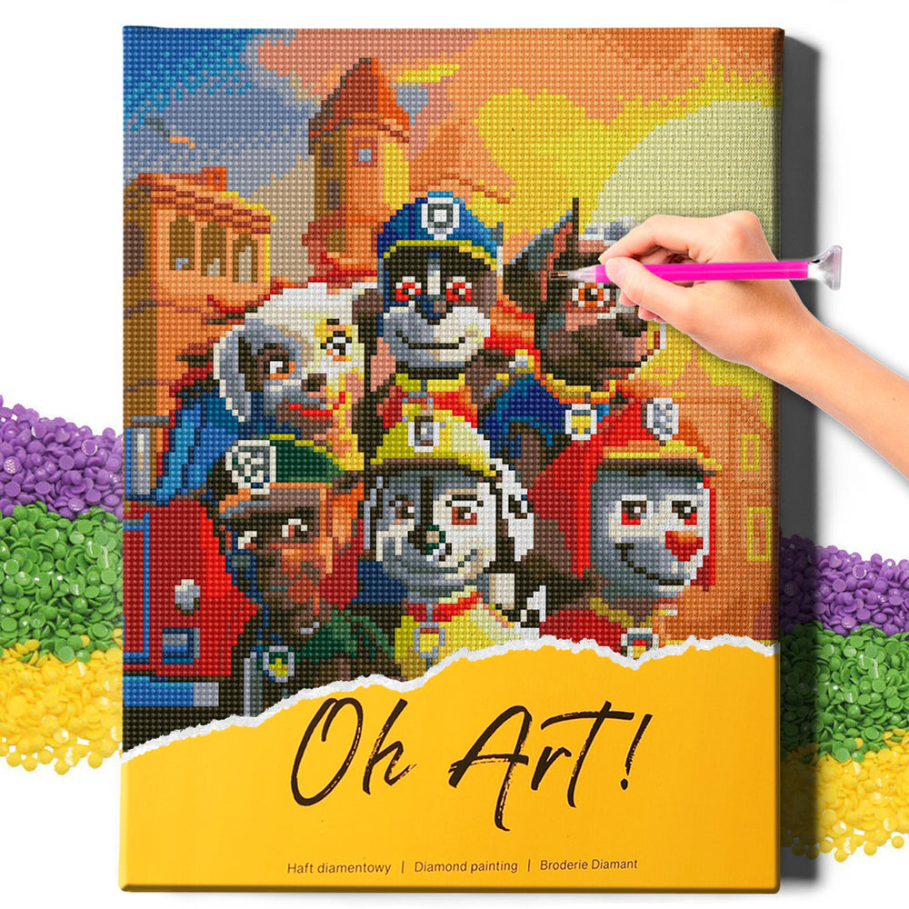 5D Diamond Painting Set 30x40 with frame - Paw Patrol