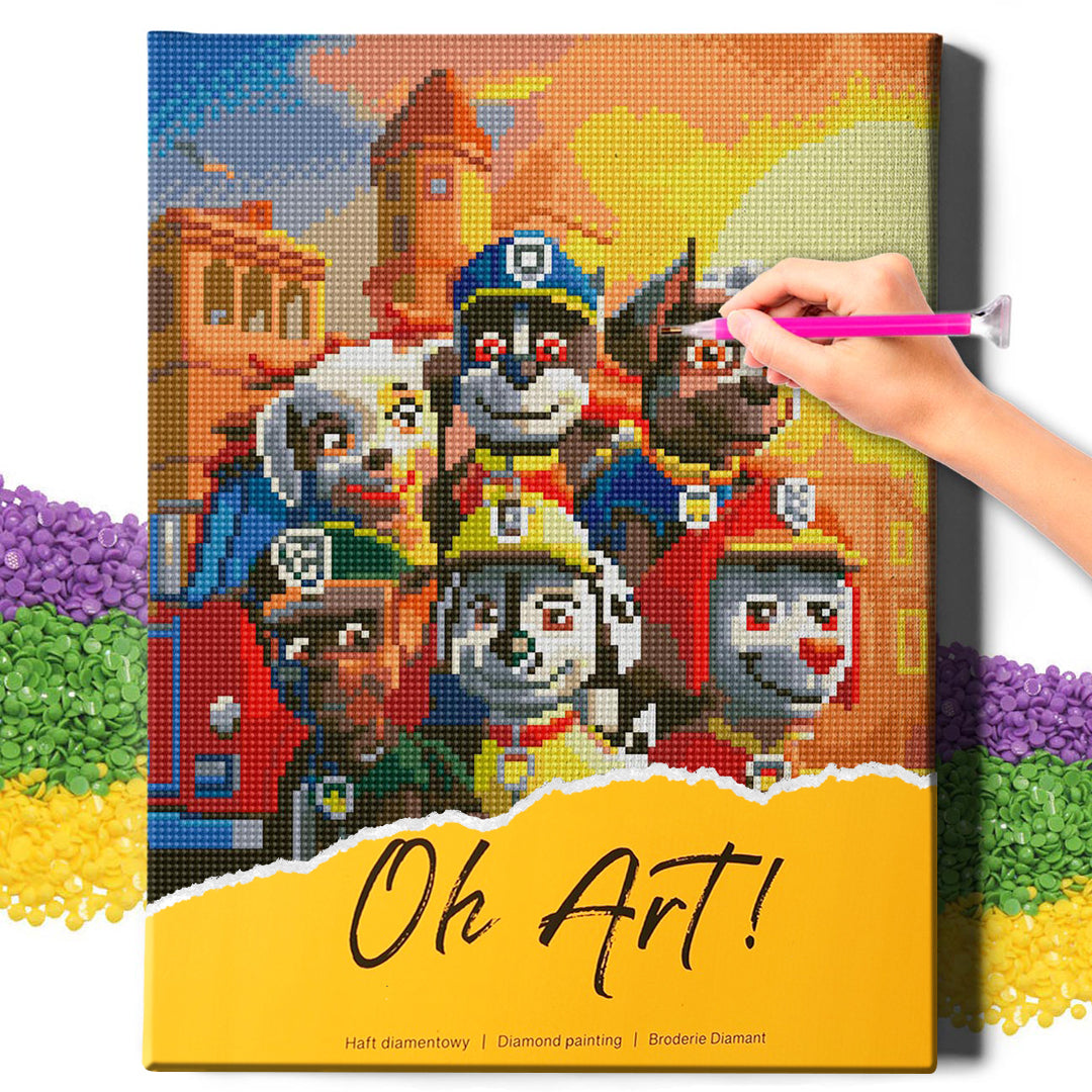 5D Diamond Painting Set 30x40 with frame - Paw Patrol