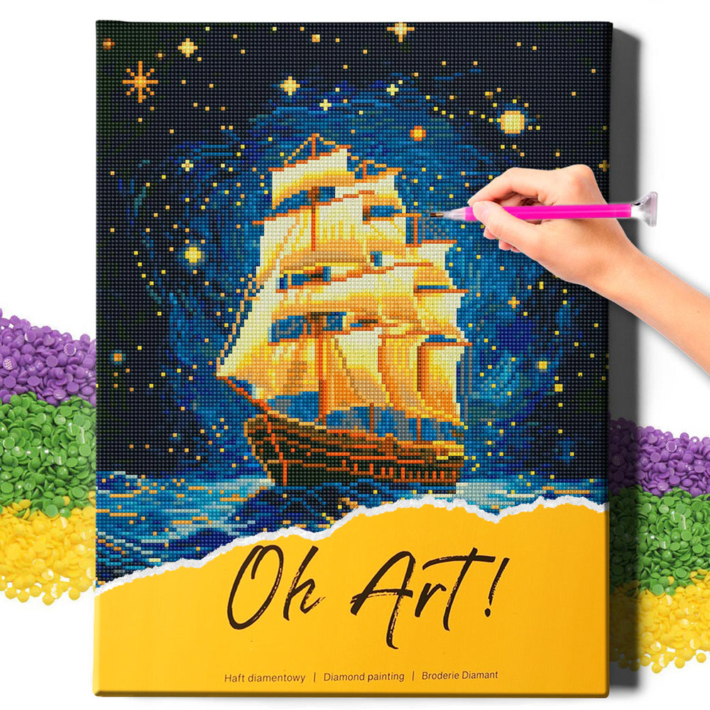 5D Diamond Painting Set 40x50 with frame - ship at night