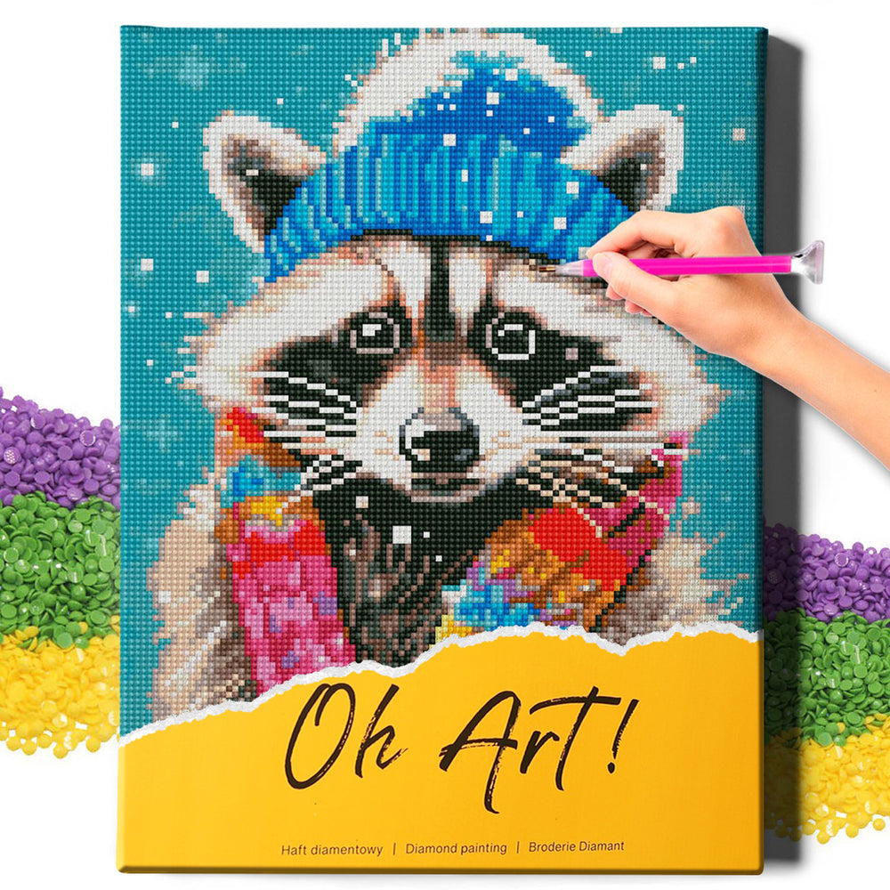 5D Diamond Painting Set 30x40 with frame - Creeping badger with cap