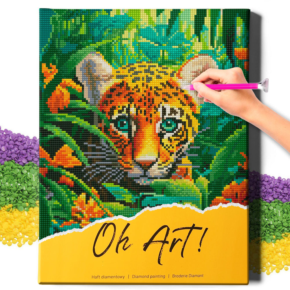 
                      
                        5D Diamond Painting Set 30x40 with frame - Tiger in the leaves
                      
                    