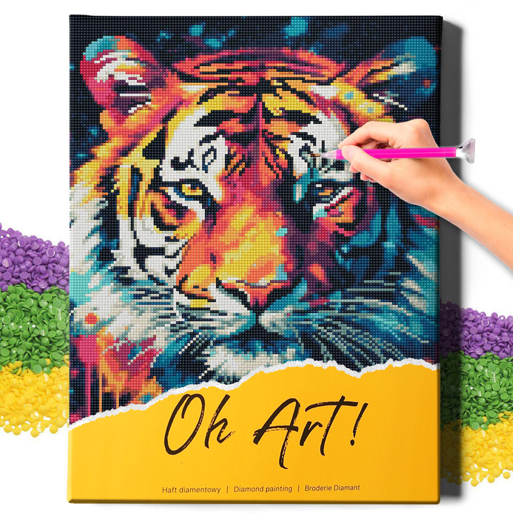 5D Diamond Painting Set 40x50 with frame - tiger