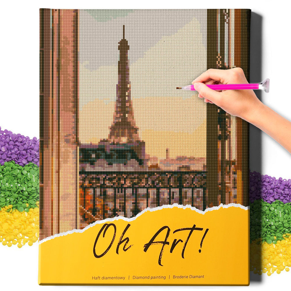 5D Diamond Painting Set 40x50 with frame - View of the Eiffel Tower