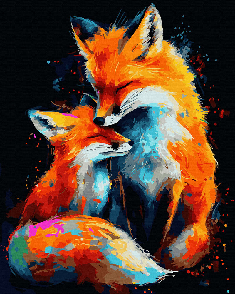 Painting by numbers - Colorful foxes