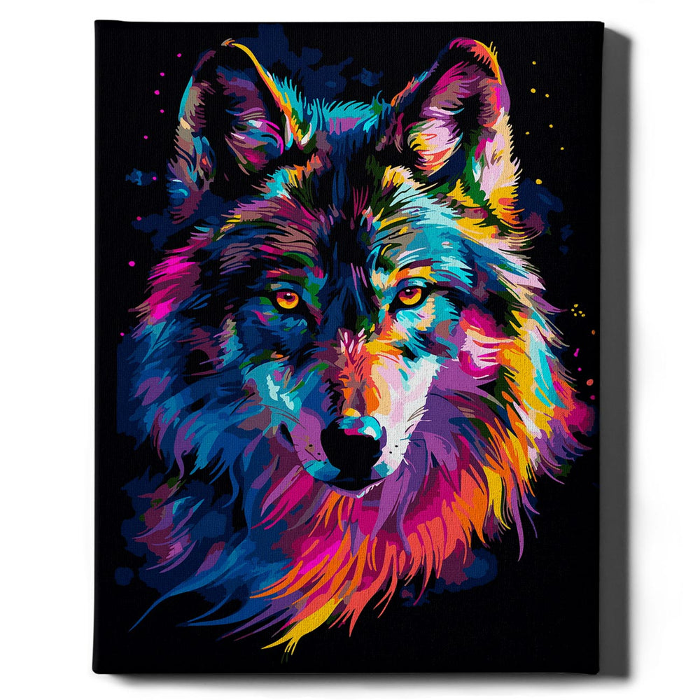 Painting by numbers - Colorful wolf