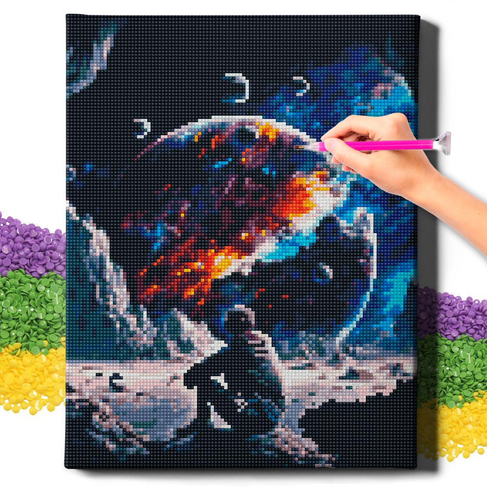 5D Diamond Painting Set 30x40 with frame - astronaut on the moon