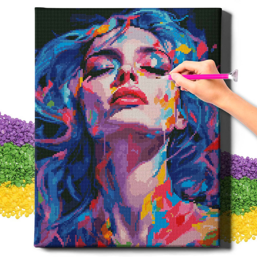 5D Diamond Painting Set 40x50 with frame - girl with blue hair