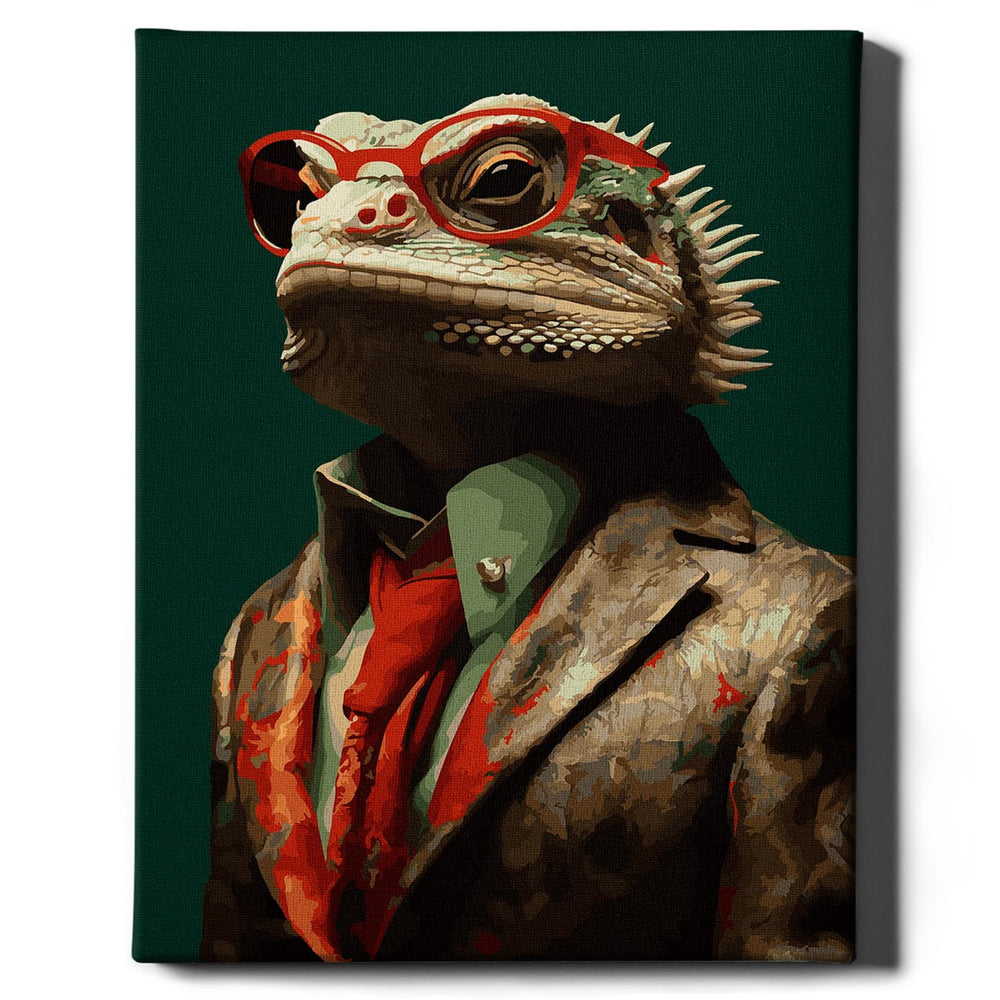 Painting for numbers - chameleon in a suit