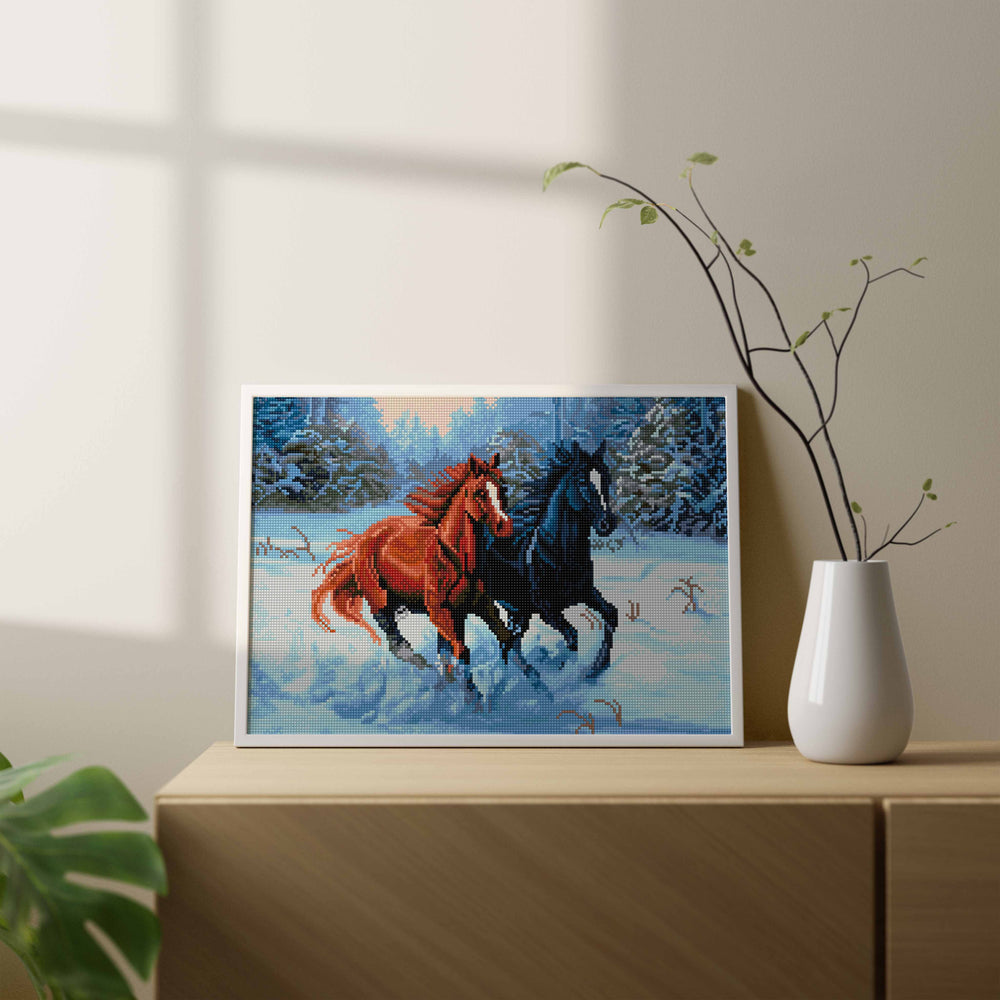 
                      
                        5D Diamond Painting Set 40x50 with frame - Horses in winter
                      
                    