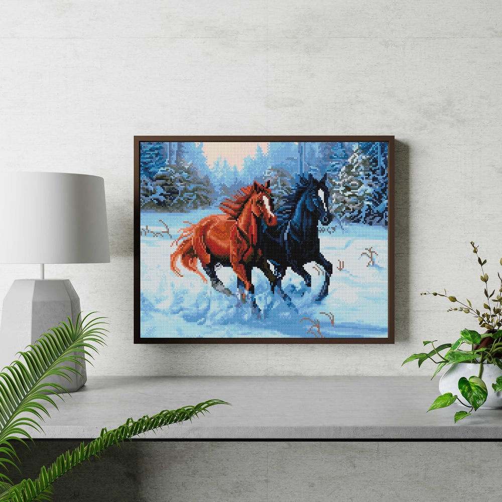 
                      
                        5D Diamond Painting Set 40x50 with frame - Horses in winter
                      
                    