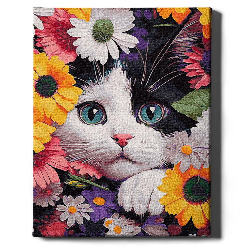 Painting by numbers - Kitten in the flowers