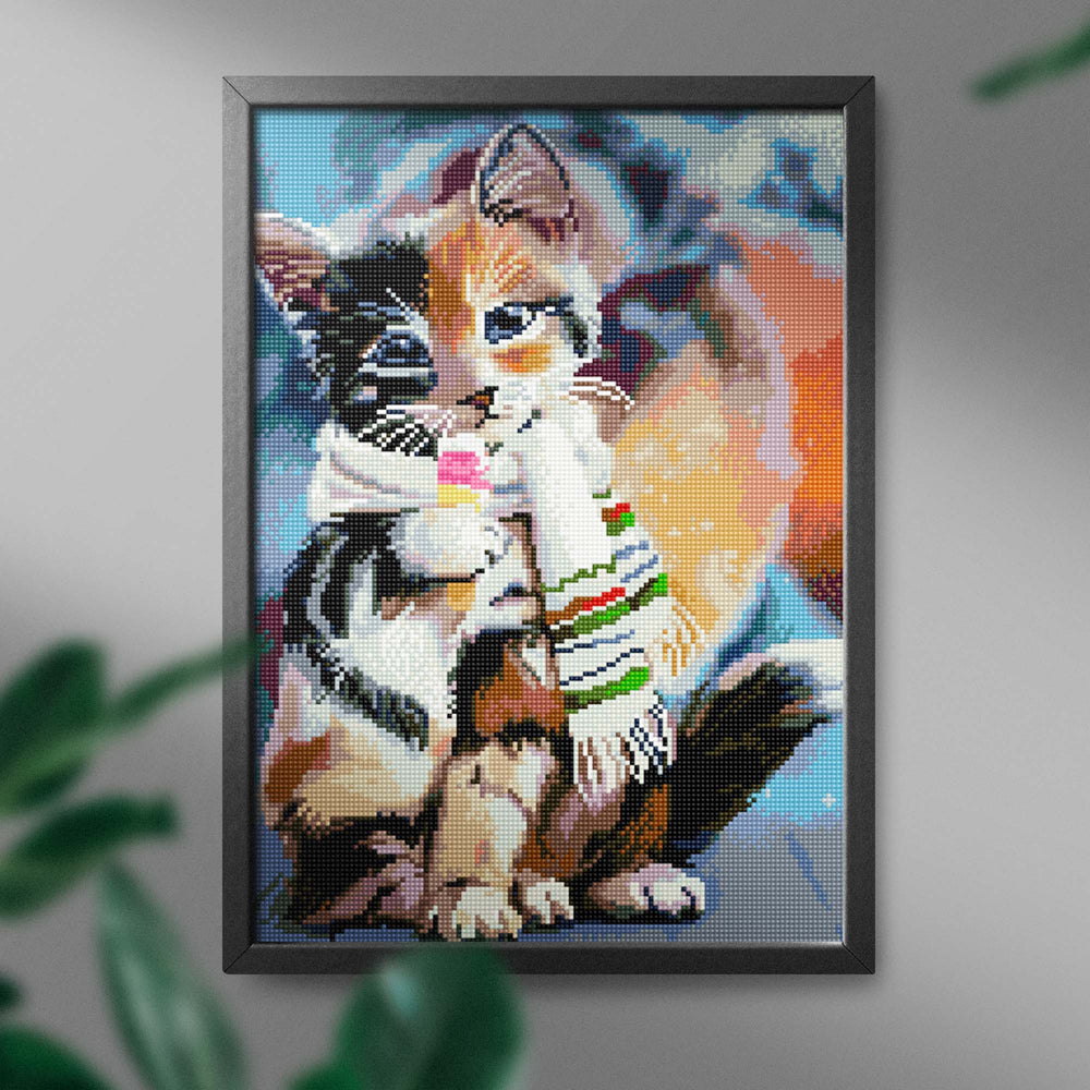 
                      
                        5D Diamond Painting Set 40x50 with frame - Kitten with scarf
                      
                    