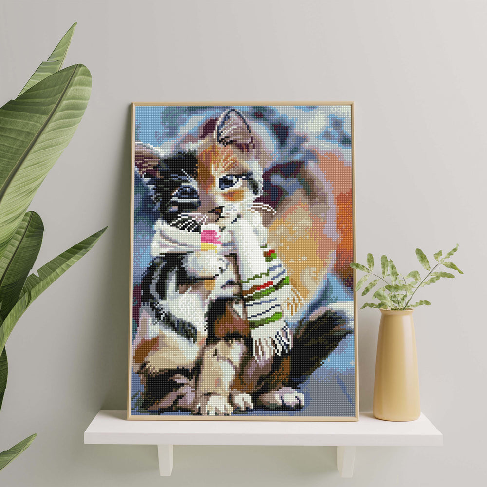 
                      
                        5D Diamond Painting Set 40x50 with frame - Kitten with scarf
                      
                    