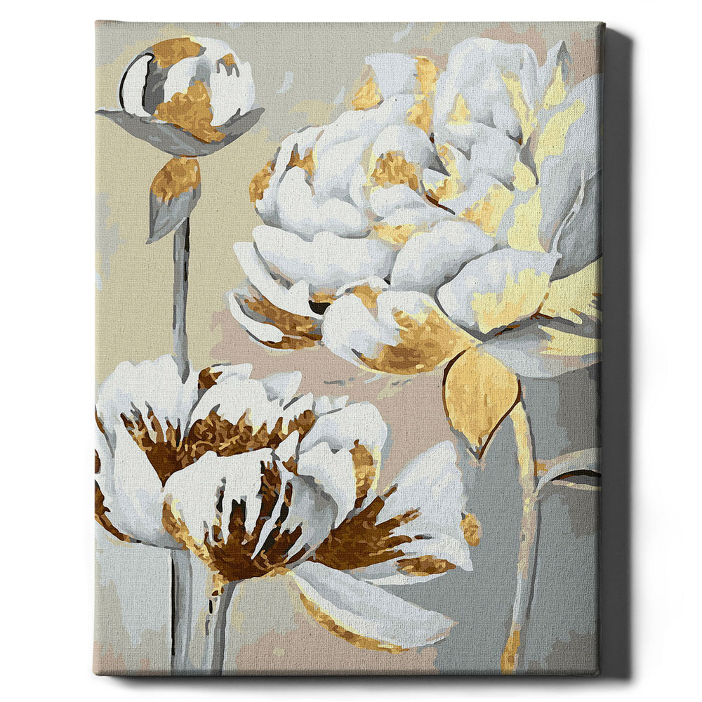 Painting after numbers - flowers in gilding