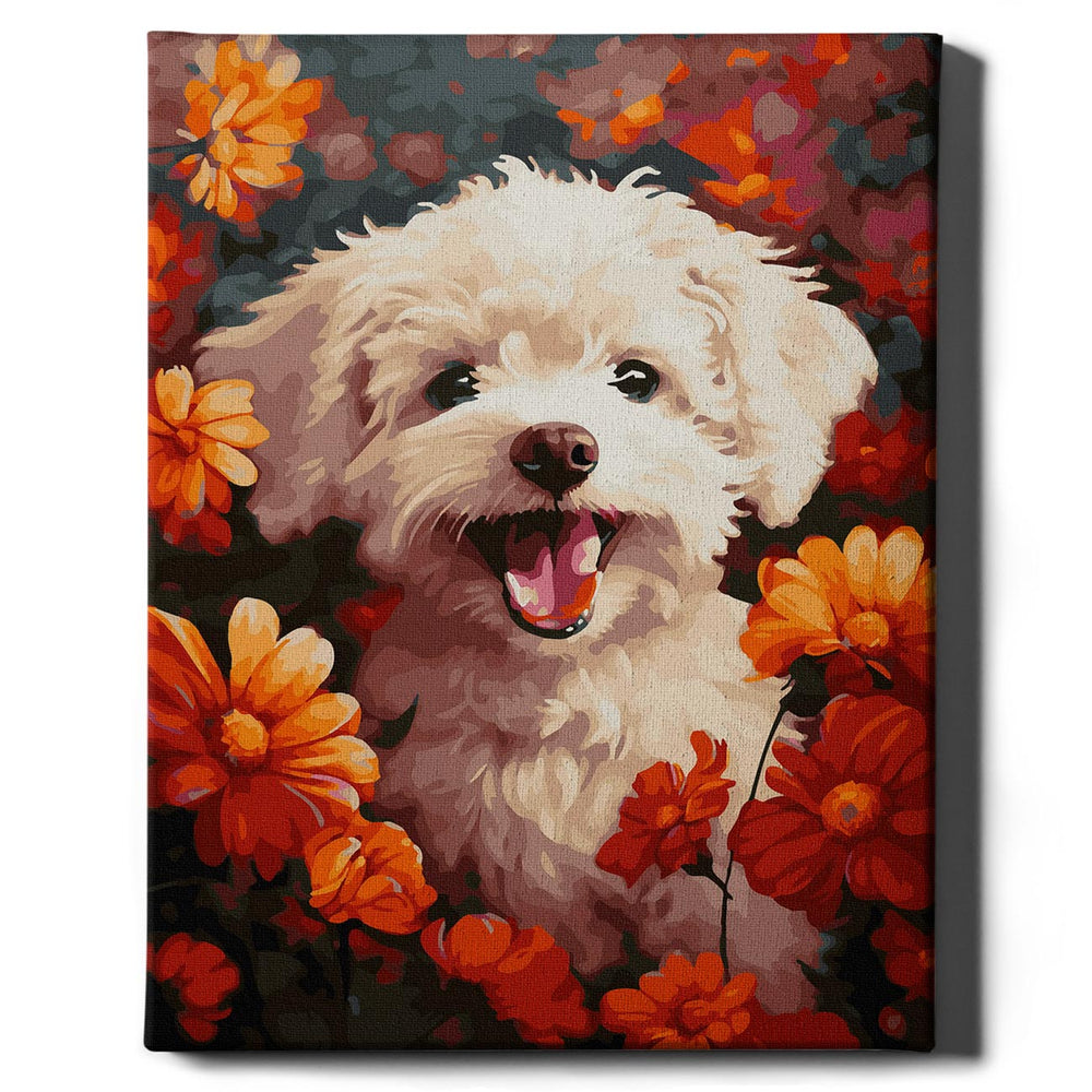 
                      
                        Painting after numbers - dog in the flowers
                      
                    