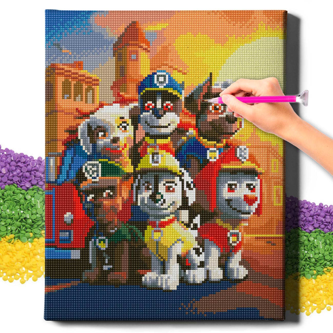 5D Diamond Painting Set 30x40 with frame - Paw Patrol