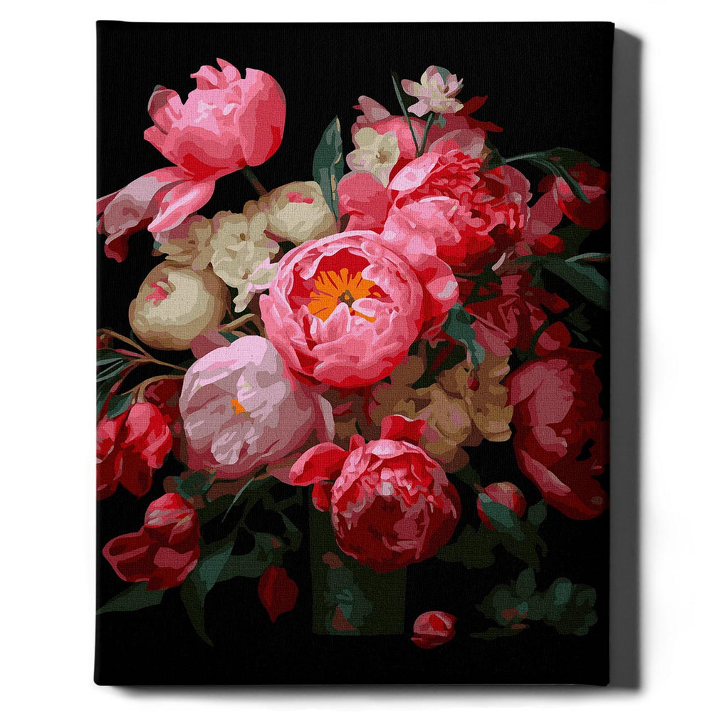 Painting after numbers - pink peonies