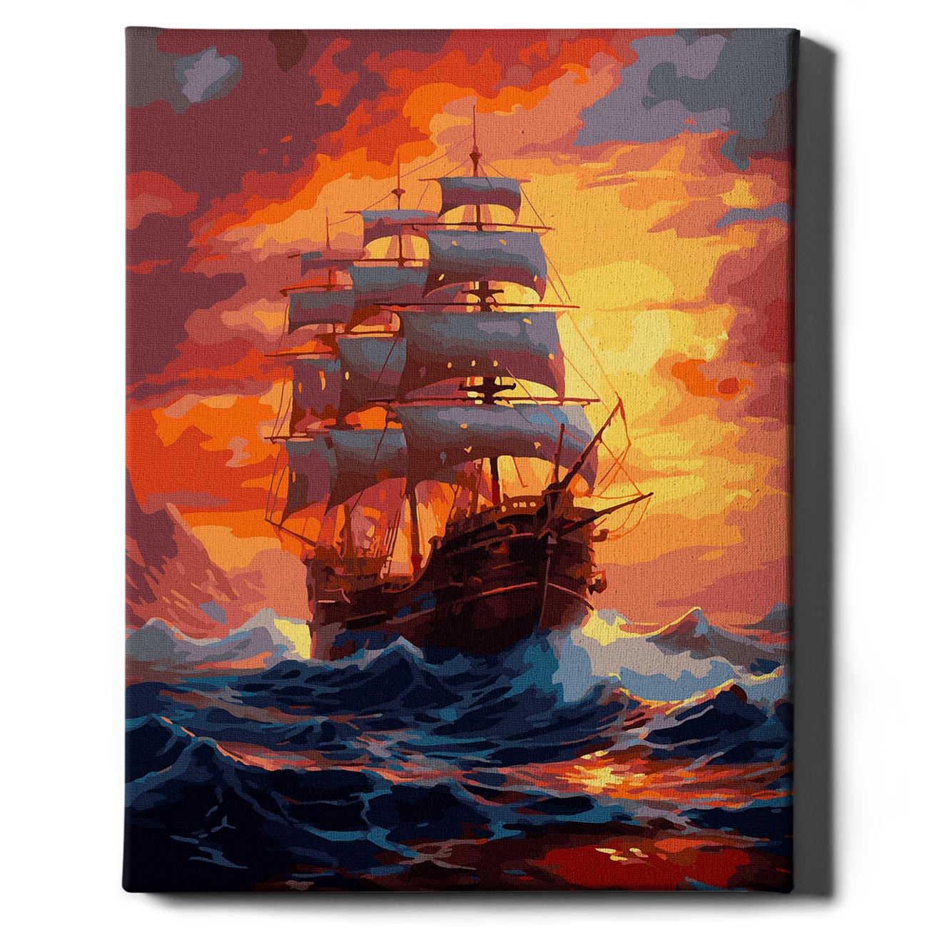 Painting by numbers - Ship and raging waves