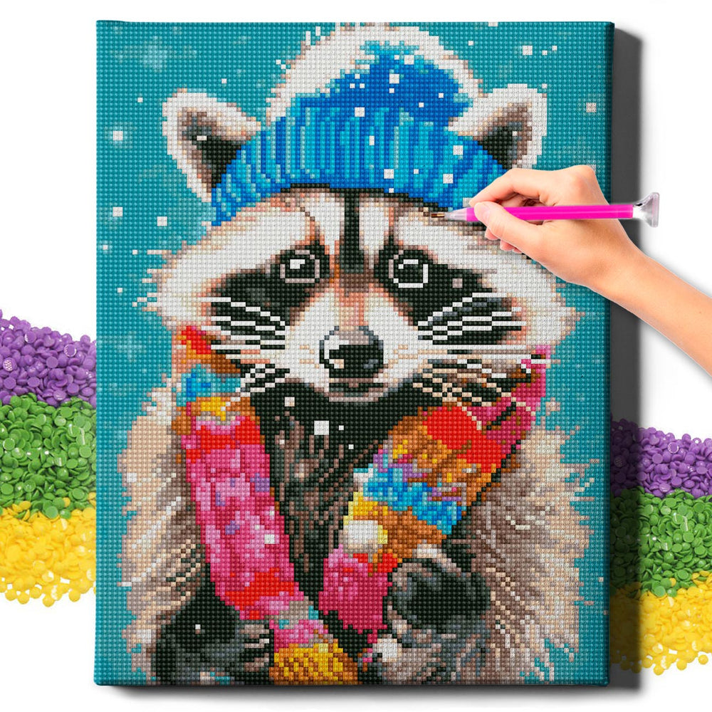 5D Diamond Painting Set 30x40 with frame - Creeping badger with cap