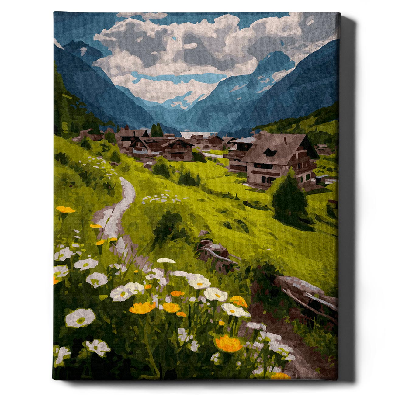 Painting by numbers - Village in the mountains