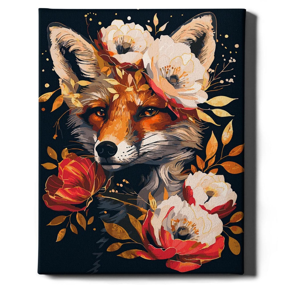 Painting by numbers - Red fox in flowers