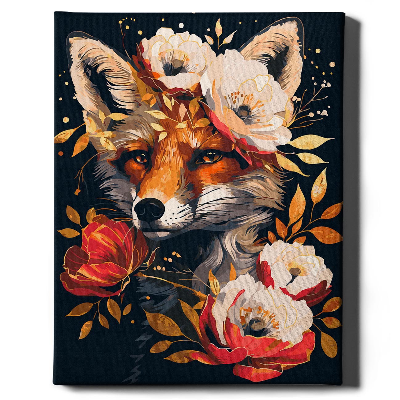 Painting by numbers - Red fox in flowers