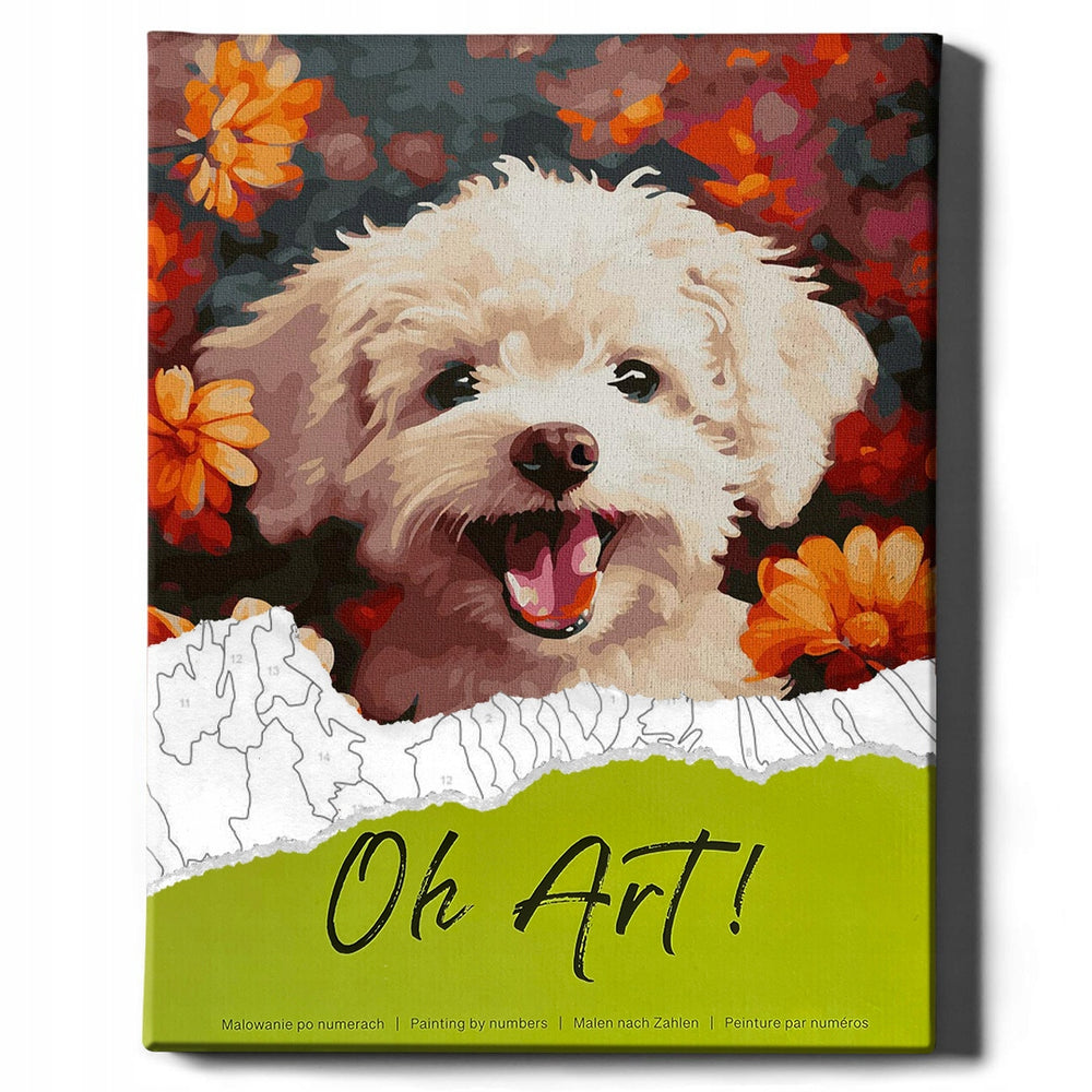 
                      
                        Painting after numbers - dog in the flowers
                      
                    