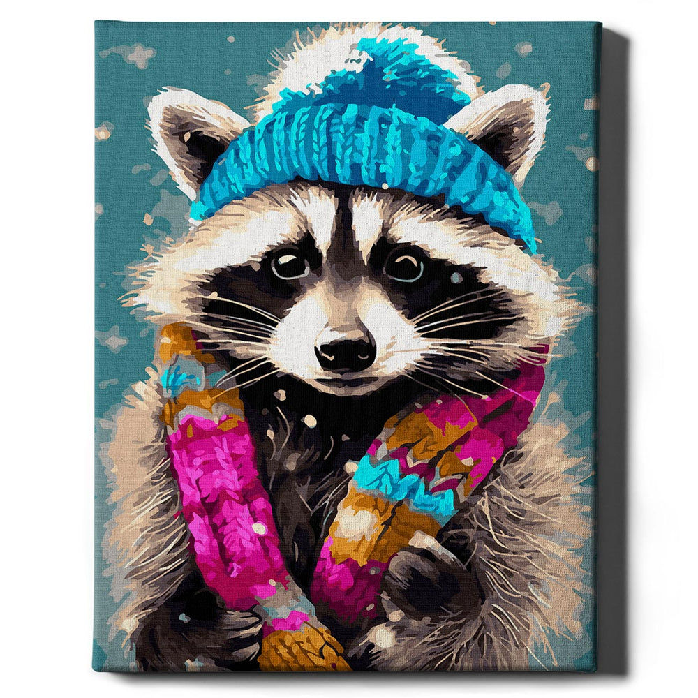 Painting by numbers - Raccoon with cap