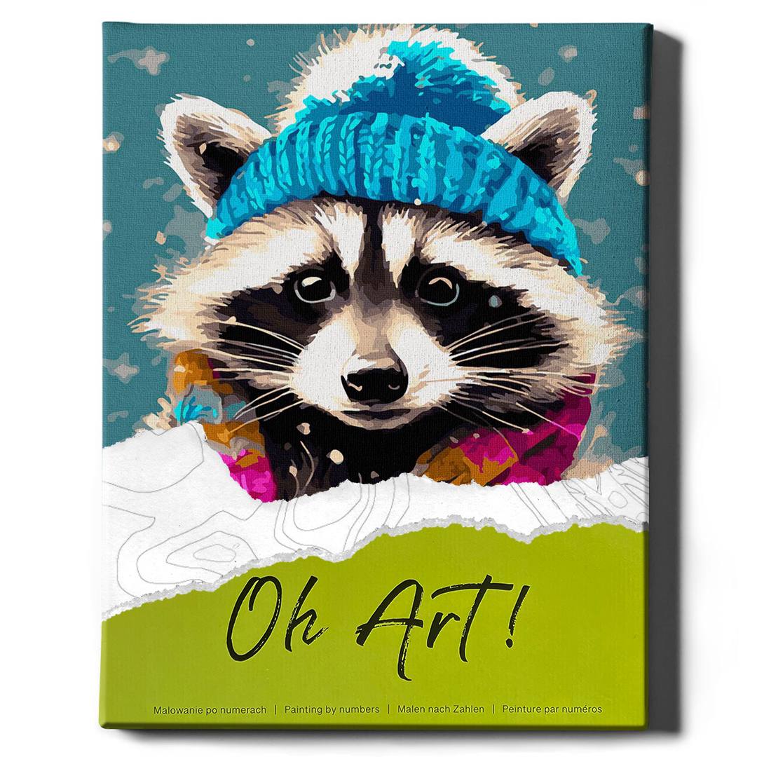 Painting by numbers - Raccoon with cap